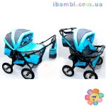 Коляска- для двойни Viki 151- C 13 темно-серый с голубым